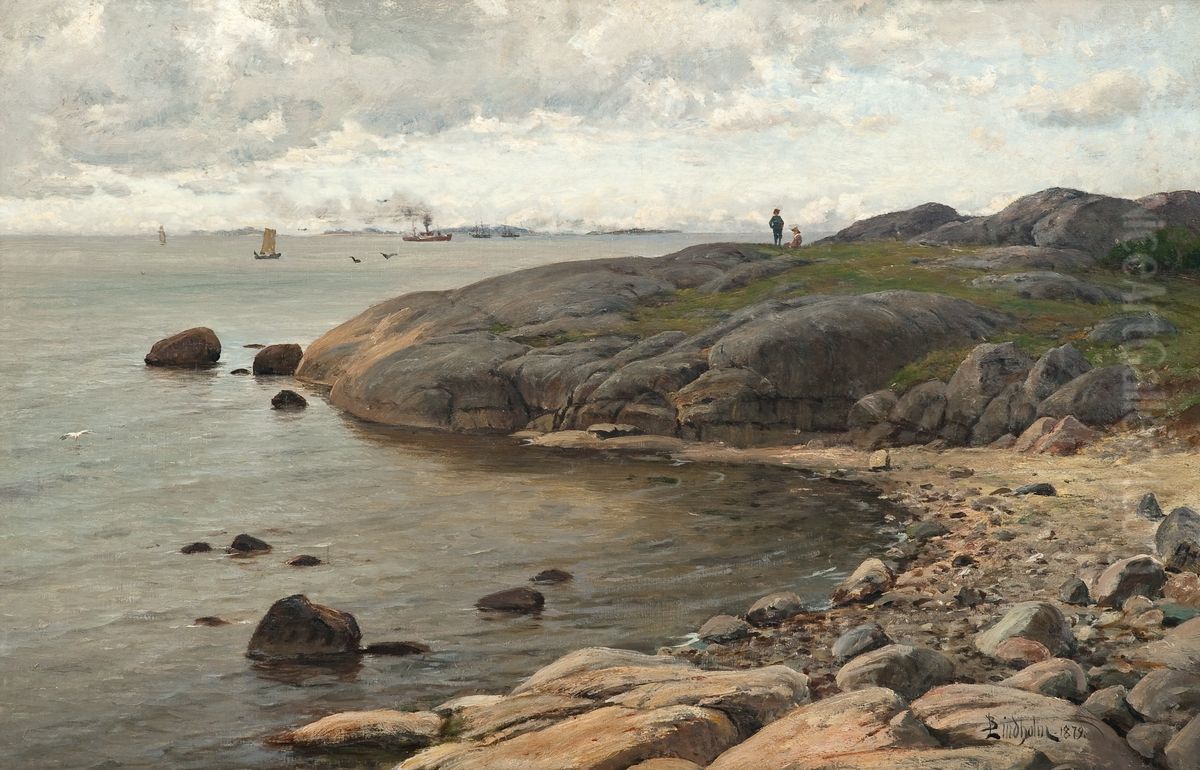 Coastal View Oil Painting by Berndt Lindholm