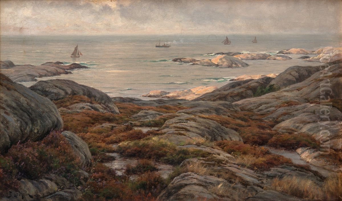 Coastal view Oil Painting by Berndt Lindholm