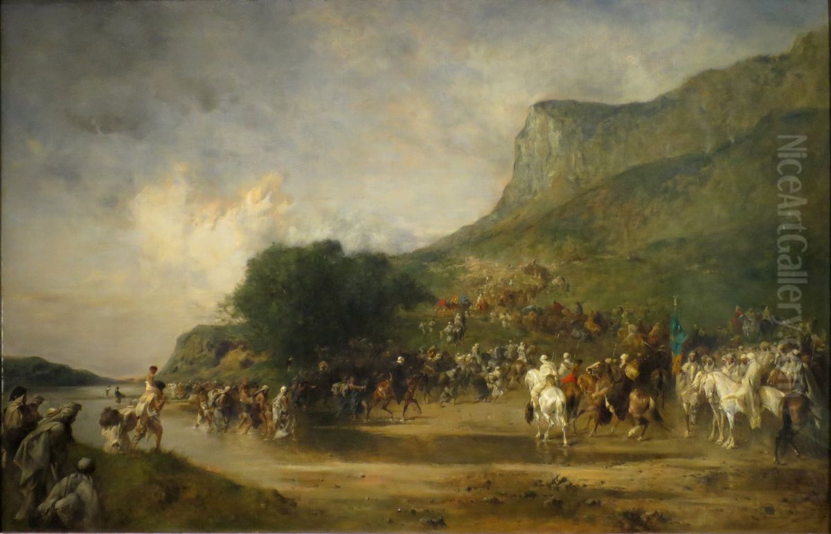 Arabs on the Way to the Pastures of the Tell Oil Painting by Eugene Fromentin