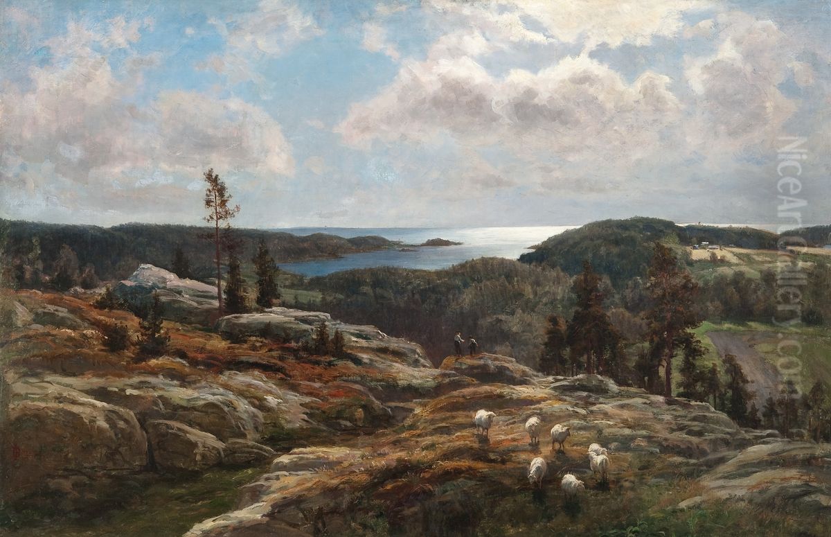 View ofLadoga Oil Painting by Berndt Lindholm