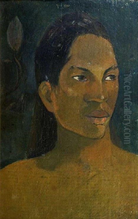 Head of a Tahitian Woman Oil Painting by Paul Gauguin