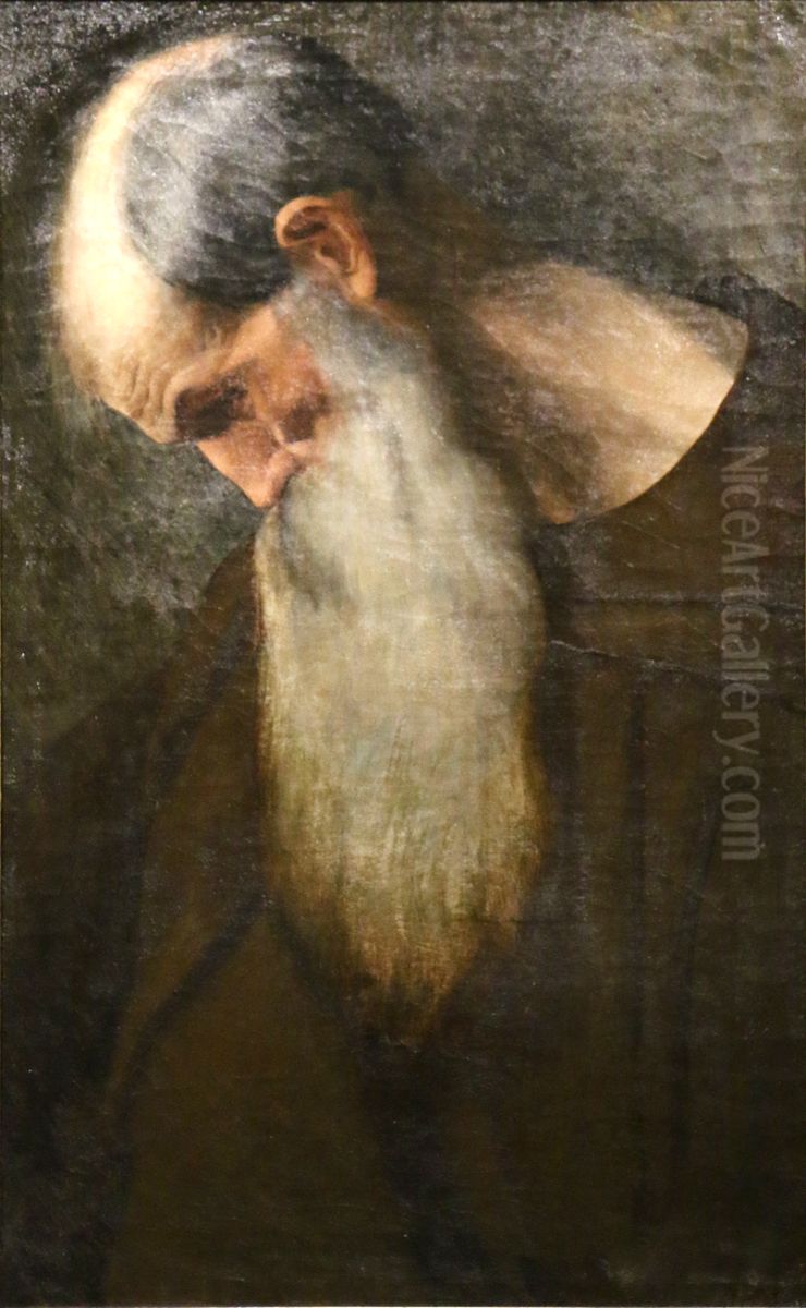 Etude de tete de moine. Oil Painting by Charles Negre