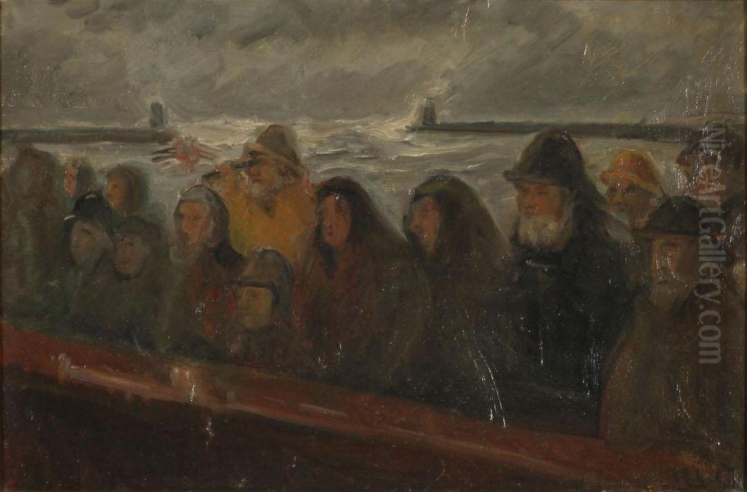 On the pier. Study. Oil Painting by Michael Peter Ancher