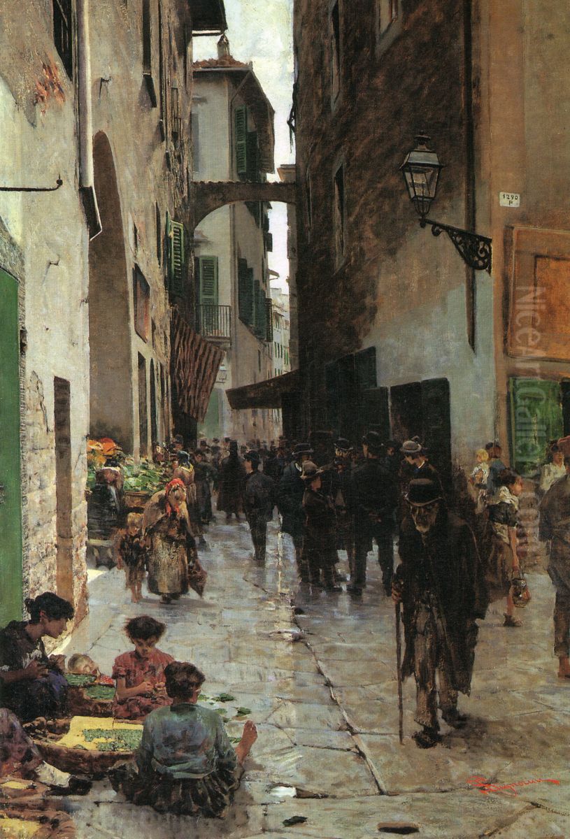 The ghetto of Florence Oil Painting by Telemaco Signorini