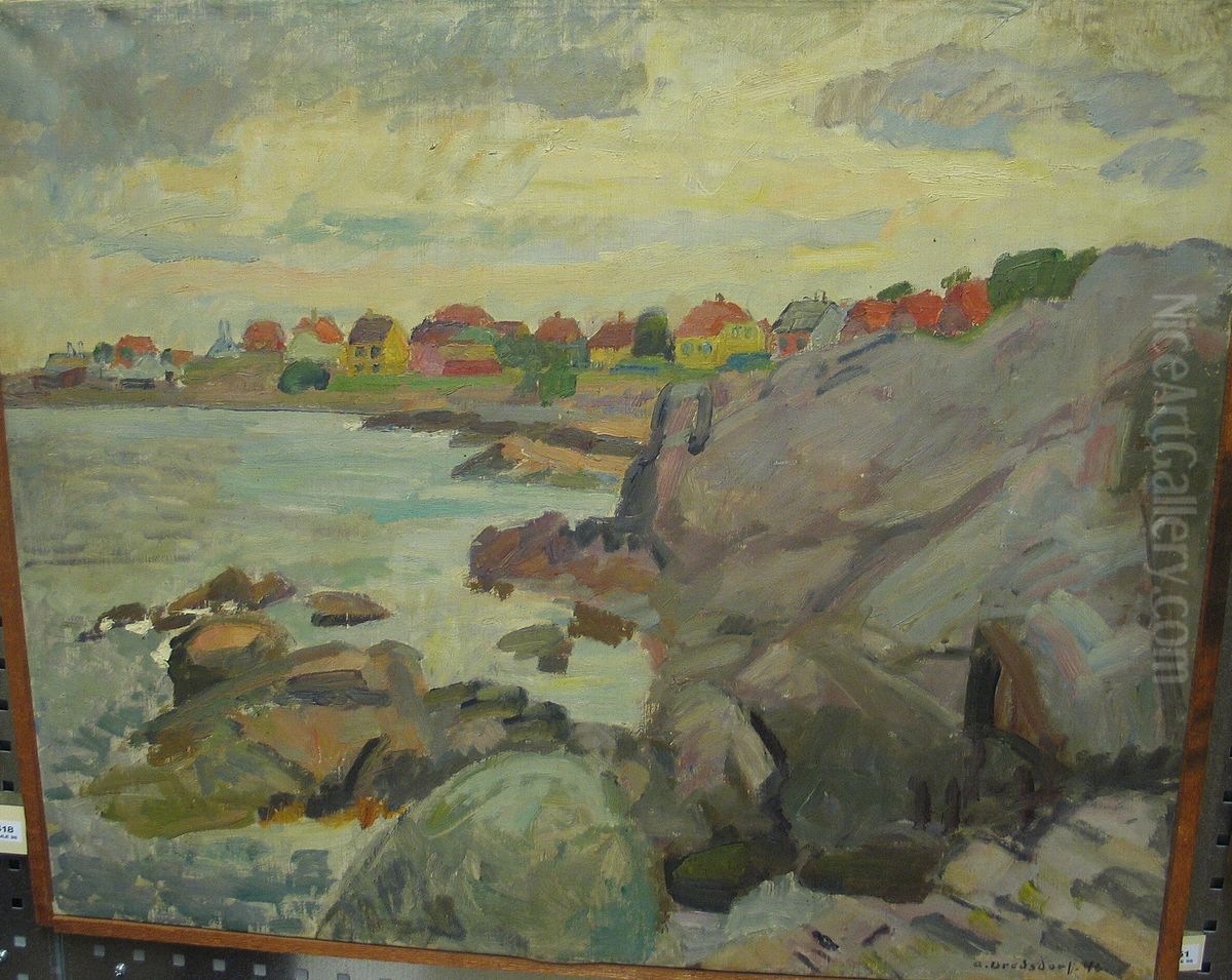 Rocks near Gudhjem. Oil Painting by Axel Bredsdorff