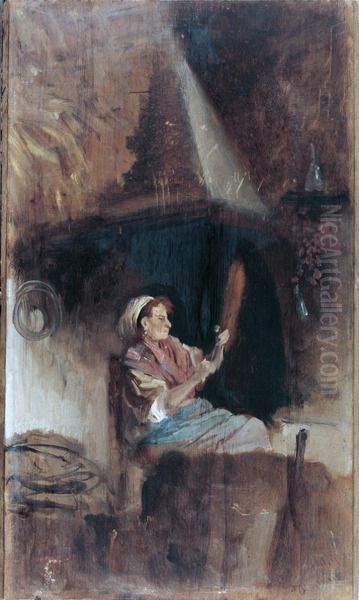 Next to the hearth Oil Painting by Giuseppe de Nittis