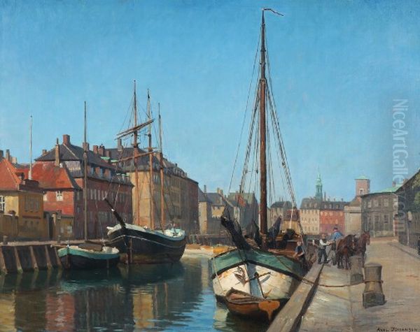View from Frederiksholms Kanal Oil Painting by Axel Johansen