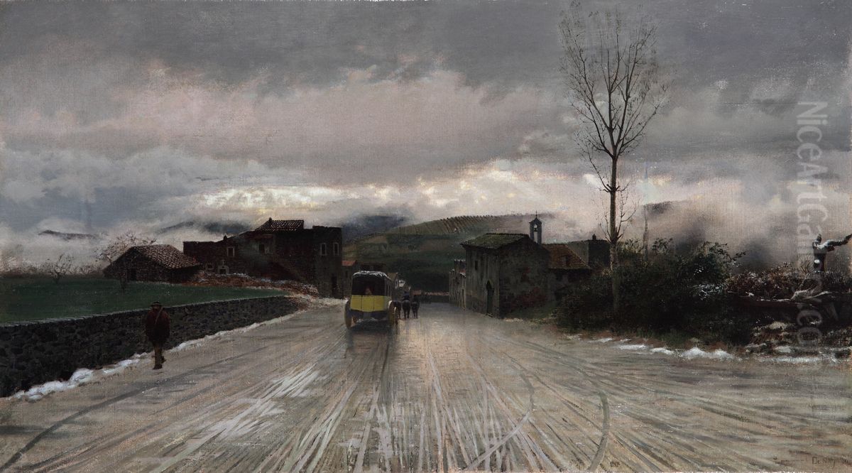 Crossing the Apennines - Memories Oil Painting by Giuseppe de Nittis