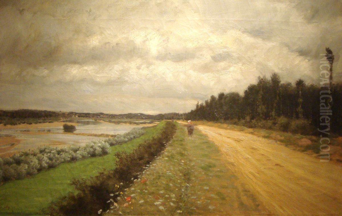Along the Ofanto river Oil Painting by Giuseppe de Nittis