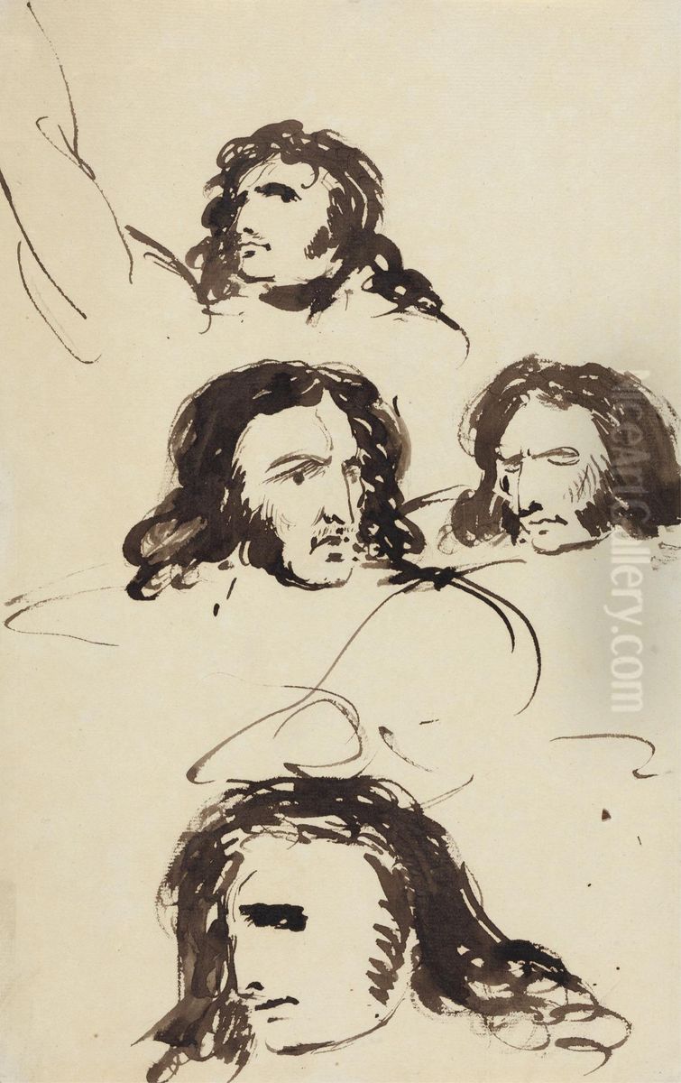 Portrait Studies Oil Painting by Benjamin Haydon