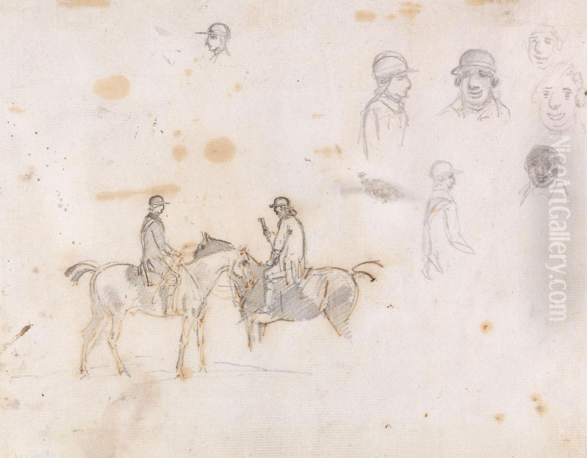 Studies of Two Riders, and of Rider's Heads Oil Painting by Sawrey Gilpin