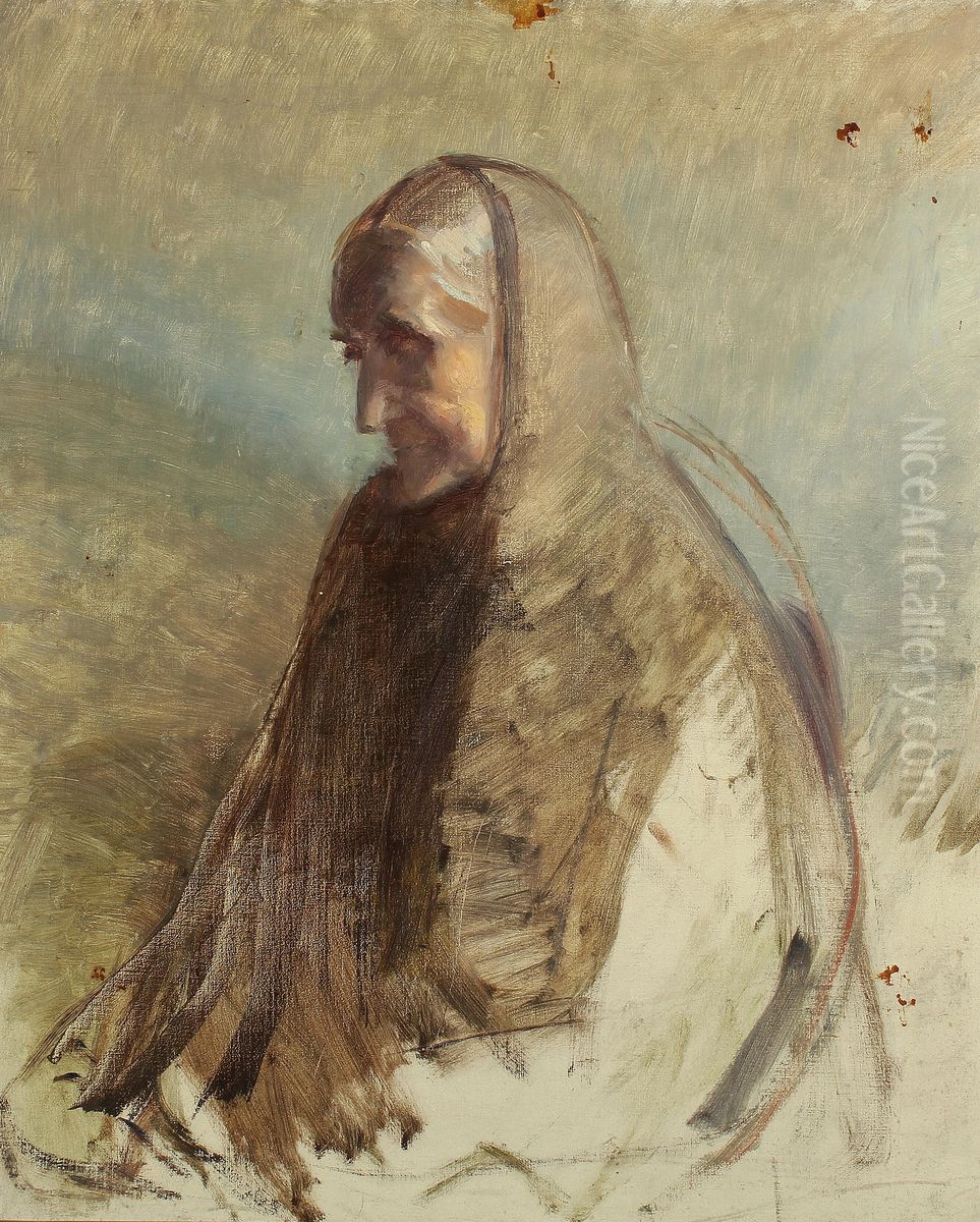 Study of Mrs. Brondum. Oil Painting by Michael Peter Ancher