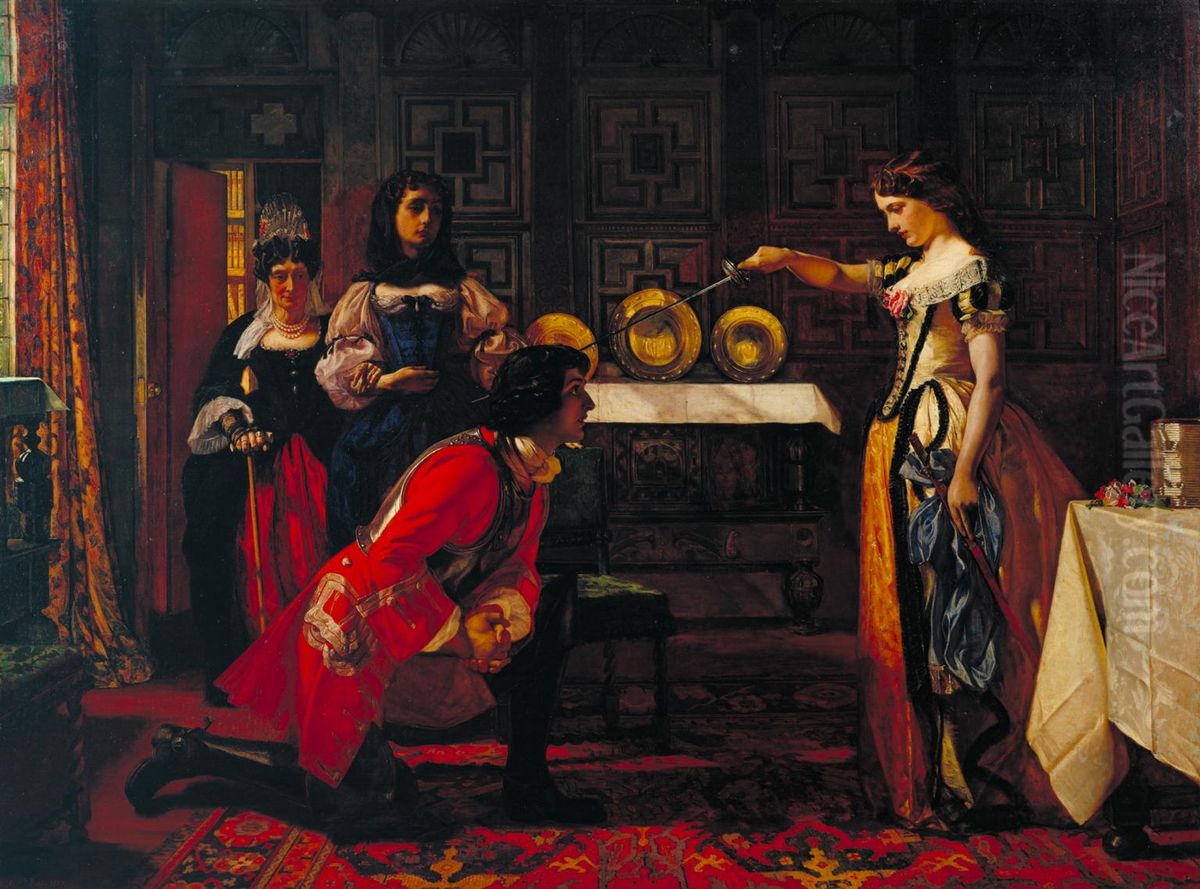 Beatrix Knighting Esmond Oil Painting by Augustus Egg