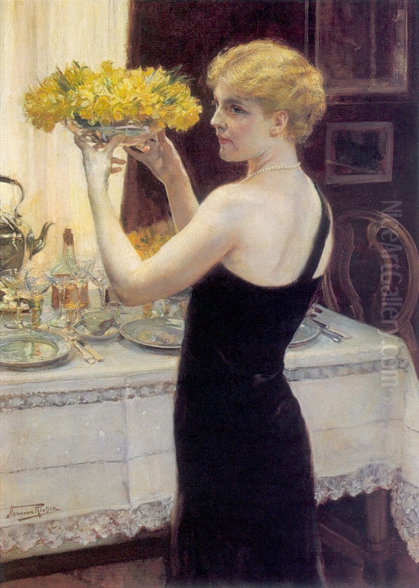 Les Apprets de la soiree Oil Painting by Herman Richir