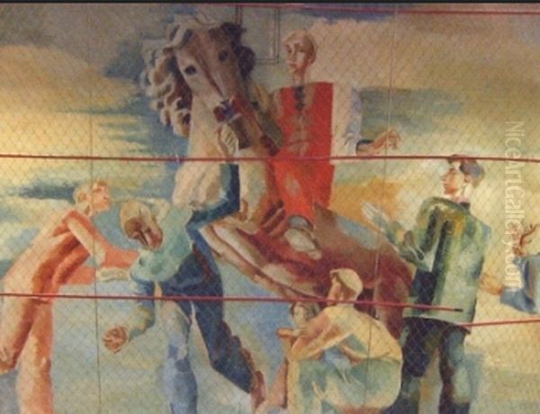 Seierherren vender hjem Oil Painting by Bjarne Ness