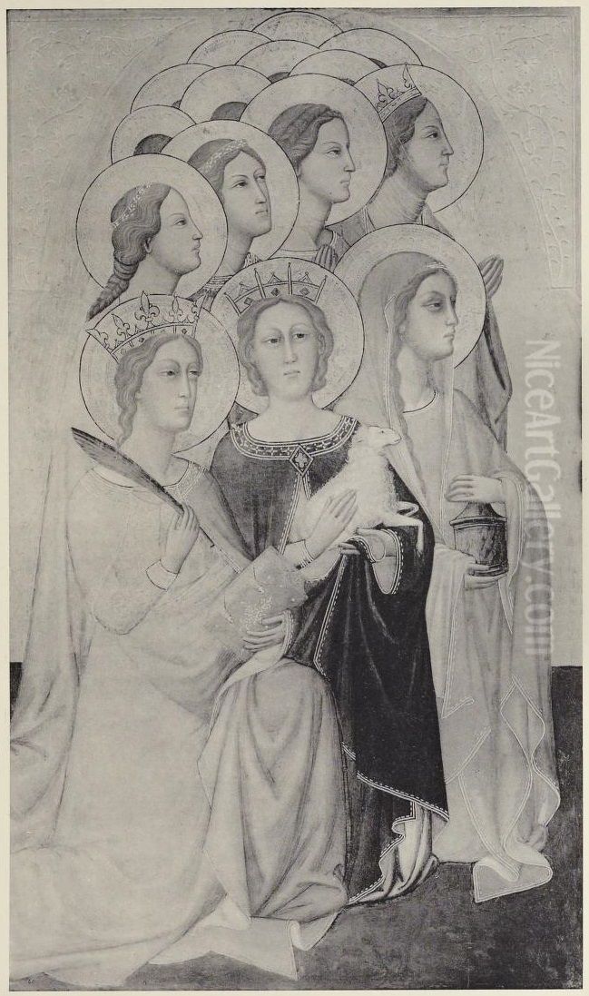 Group of Female Saints Oil Painting by Paolo Di Giovanni Fei