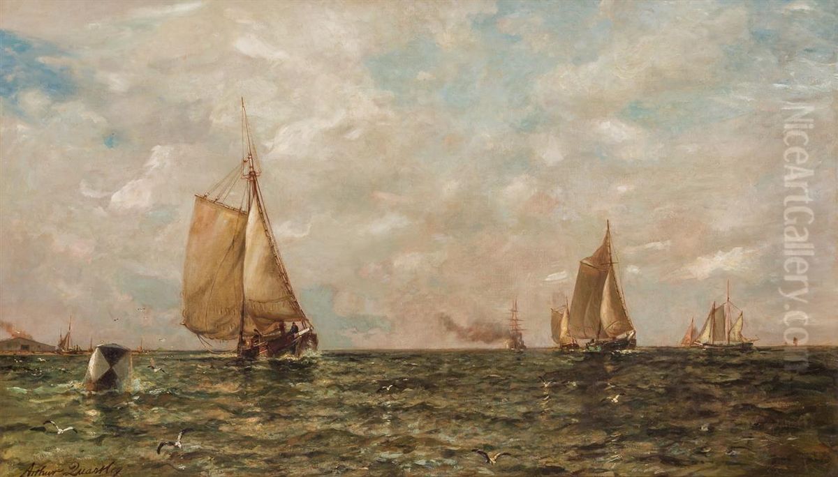 Coming into Harbor, Long Island Oil Painting by Arthur Quartley