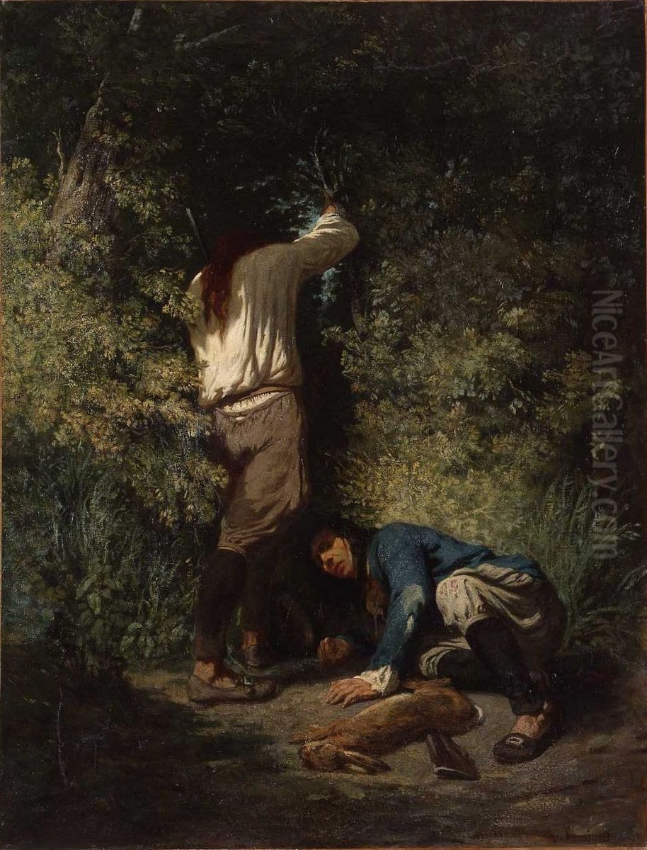 Return from hunting Oil Painting by Evariste Vital Luminais