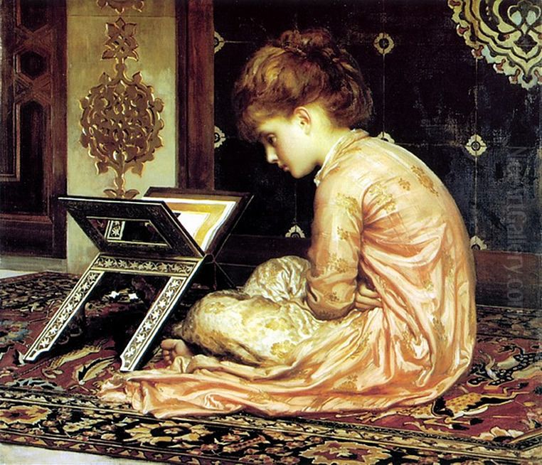 At a Reading Desk Oil Painting by Lord Frederick Leighton