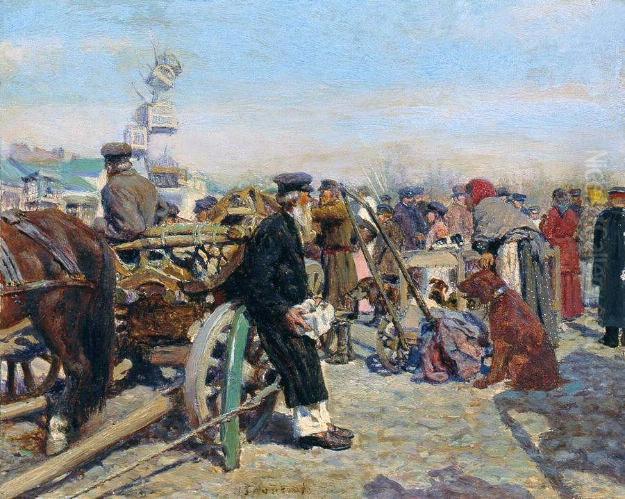 At the Bazaar Oil Painting by Nikolai Karlovich Grandkovsky
