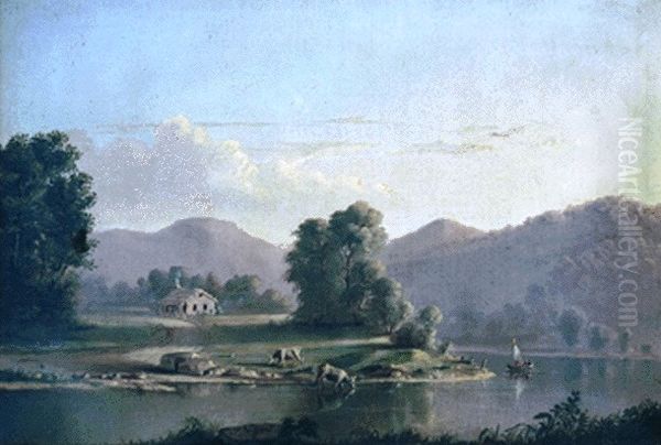 At the Bend in Conneaut Creek Oil Painting by Junius R. Sloan