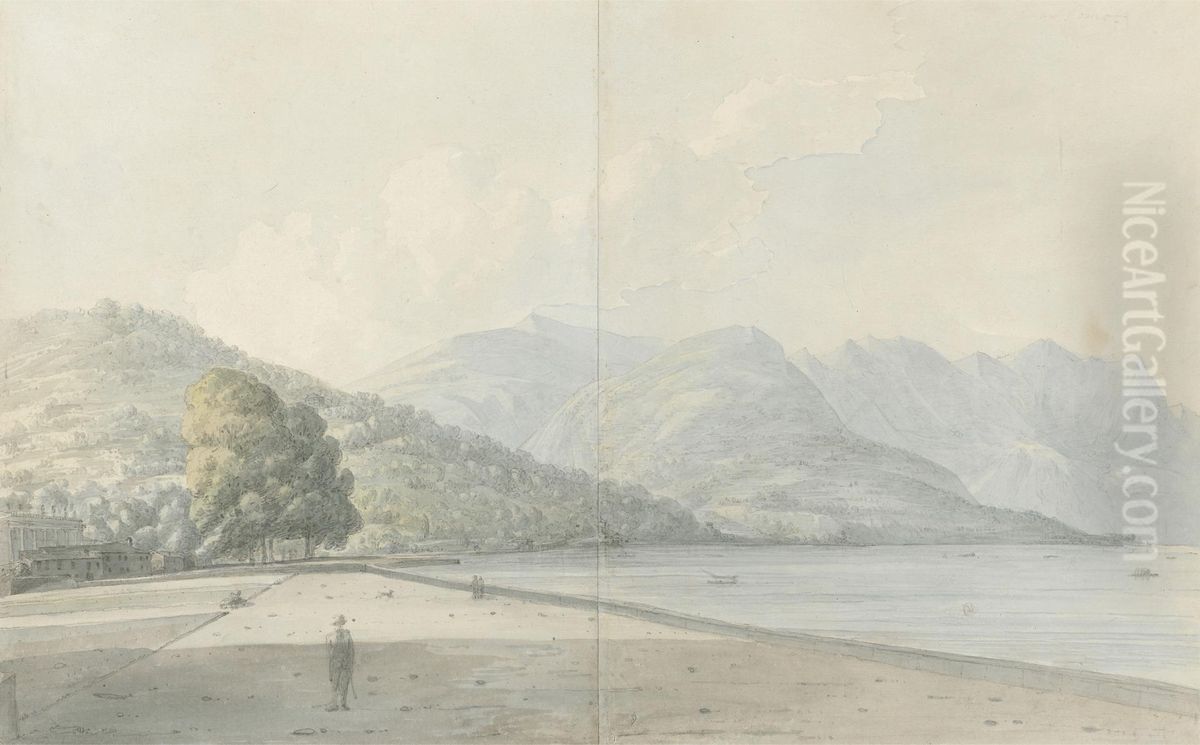 Borgo da Vico, Como (Borgo da Vico with the Villa Olmo) Oil Painting by John Webber