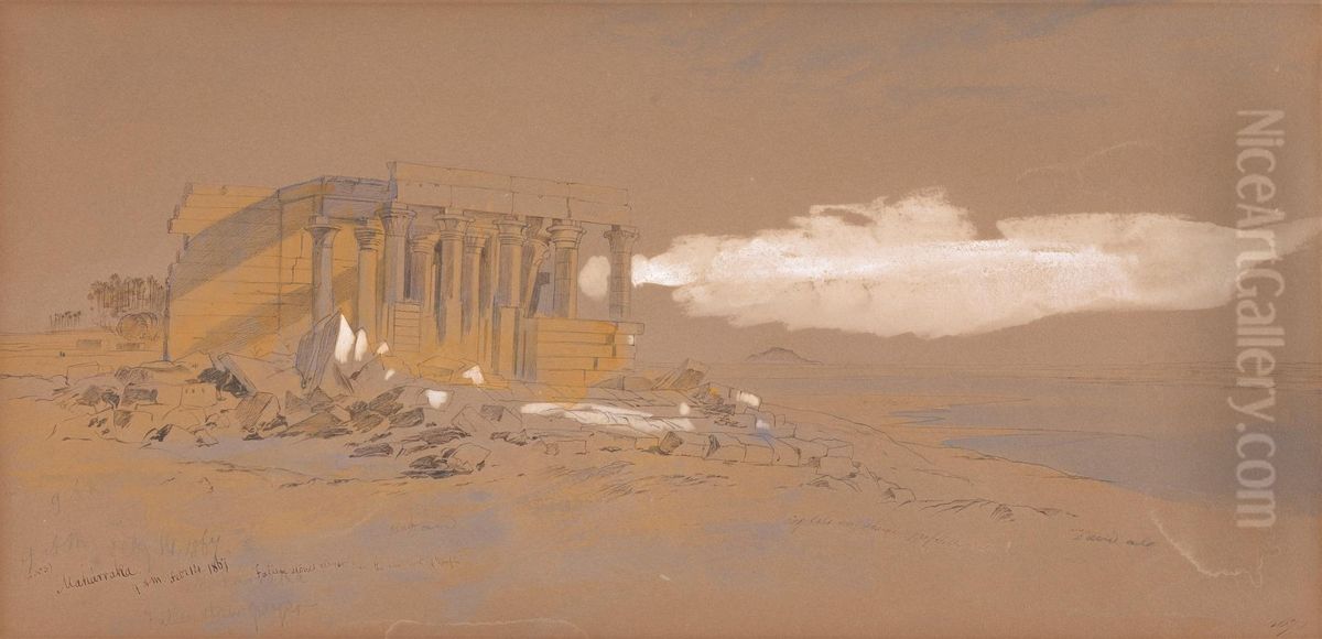 Maharraka Temple Oil Painting by Edward Lear