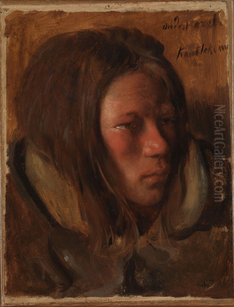 Portrait of a Youth, Kautokeino Oil Painting by Francois-Auguste Biard