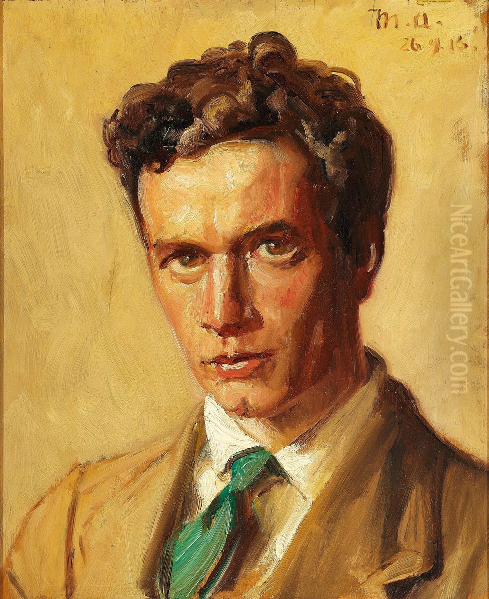 Portrait of the silversmith Chr. Fjerdingstad, Skagen. Oil Painting by Michael Peter Ancher