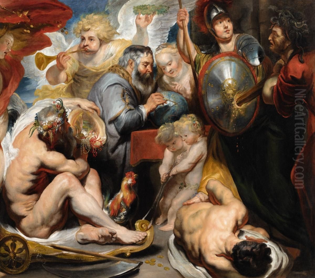 Allegory of the sciences, Minerva and Chronos protecting the sciences against envy and ignorance Oil Painting by Jacob Jordaens