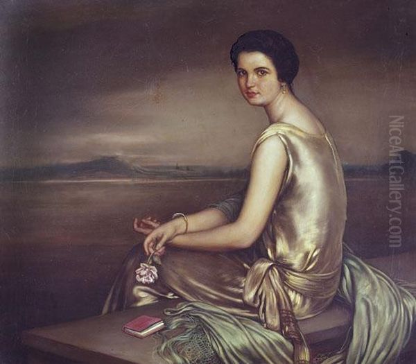 Retrato de Maria de la Concepcion Luque Alvarez Oil Painting by Julio Romero De Torres