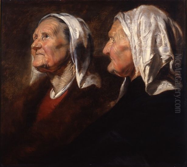 Two studies of the head of an old woman Oil Painting by Jacob Jordaens