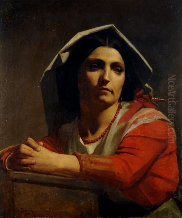 Peasant woman from Abruzzo Oil Painting by Nicola Palizzi