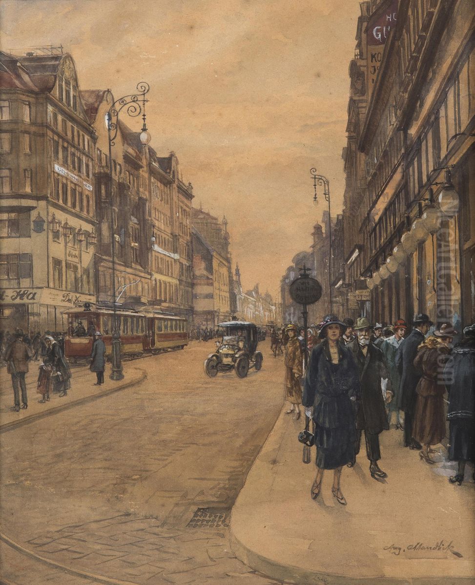 Mariahilferstrasse Oil Painting by August Mandlick