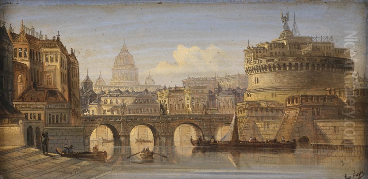 Engelsburg in Rom Oil Painting by August von Siegen