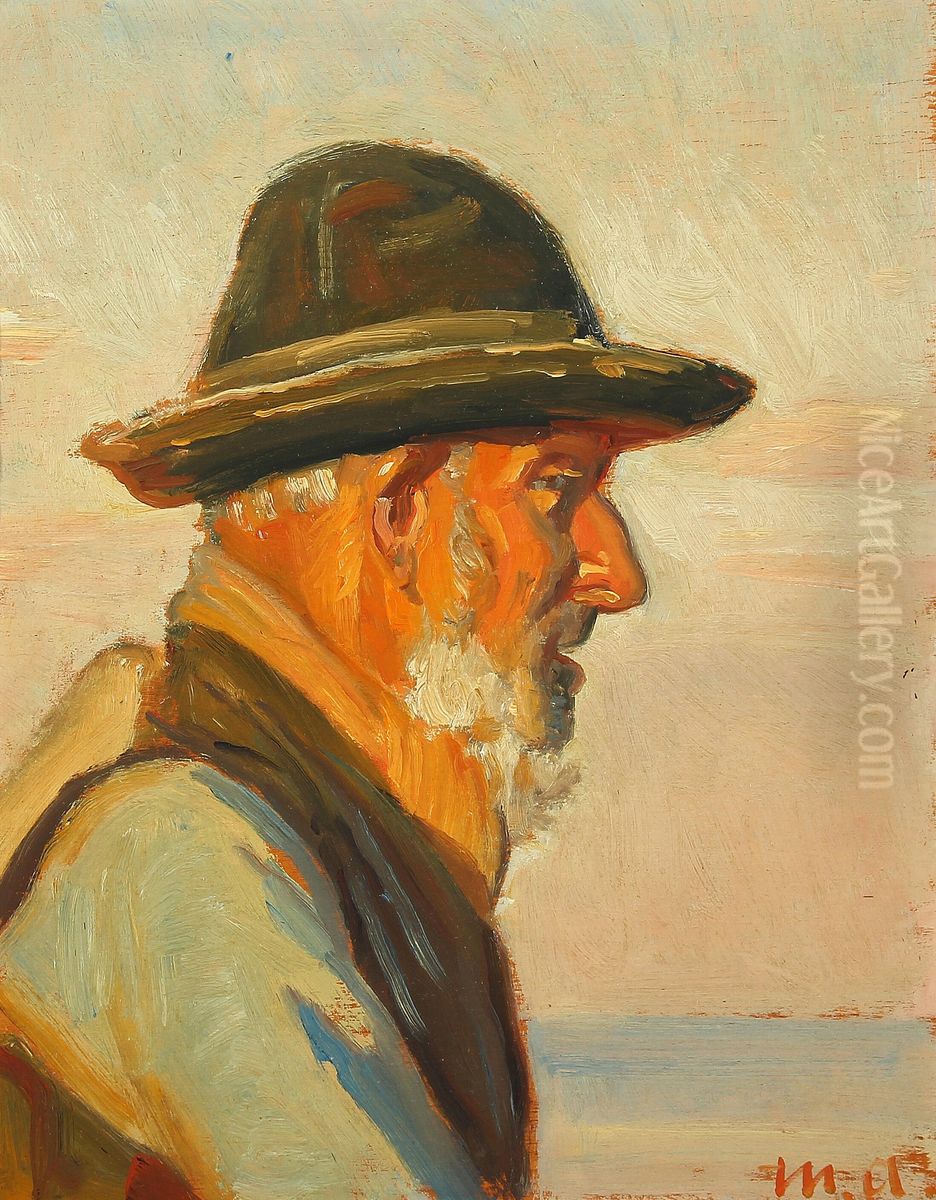 A fisherman from Skagen in the sunlight. Oil Painting by Michael Peter Ancher