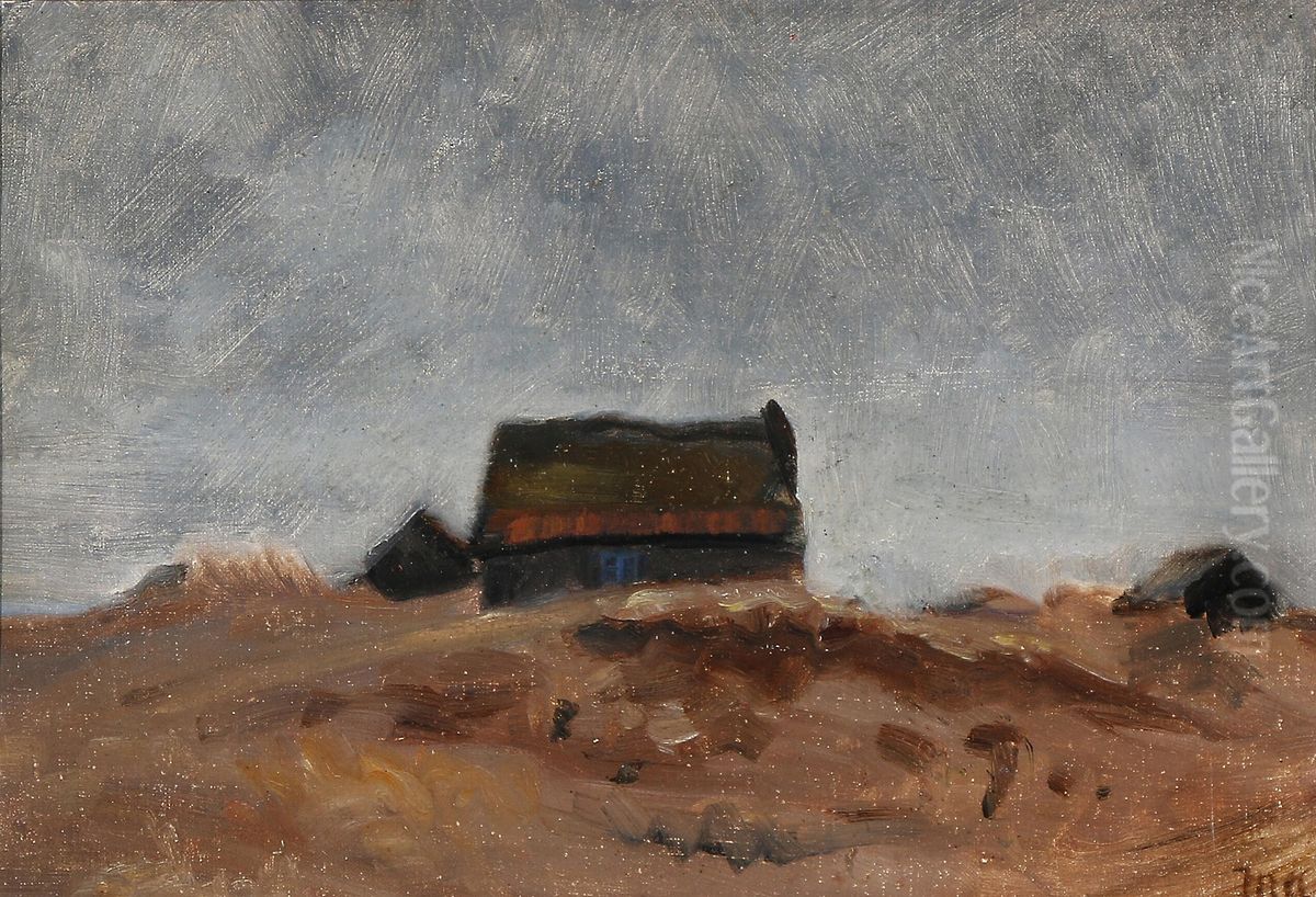 Fisher houses in Skagen. Oil Painting by Michael Peter Ancher