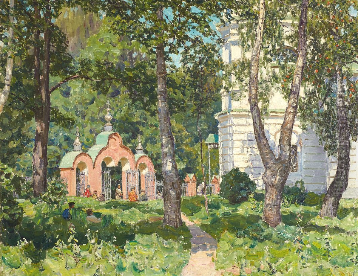 Demyanovo. At the churchyard Oil Painting by Apollinary Vasnetsov