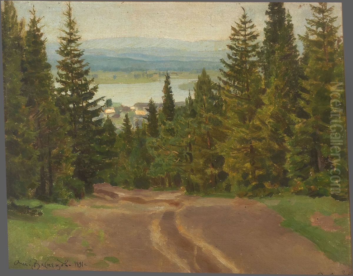 A road to the Blagodat mountain Oil Painting by Apollinary Vasnetsov