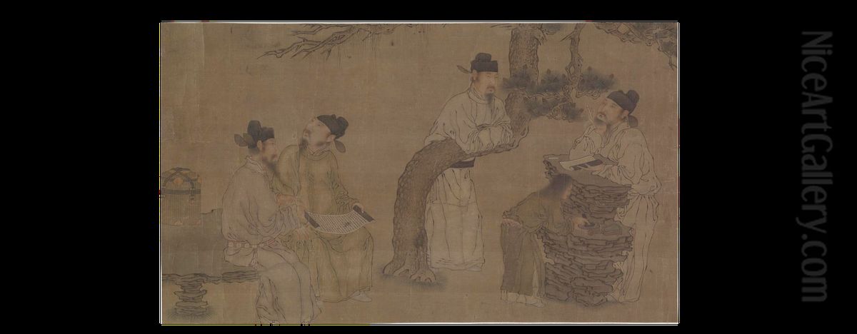 Literary Gathering Oil Painting by unknown