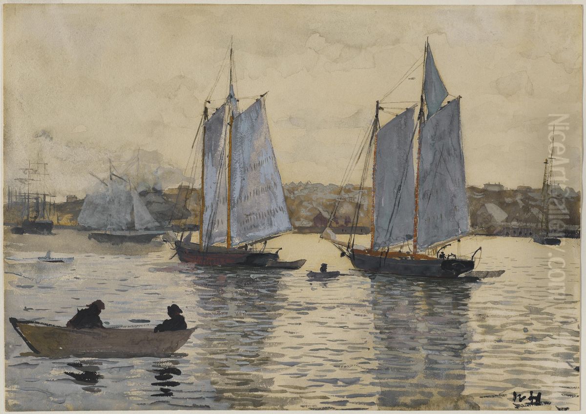 Two Schooners, Gloucester Oil Painting by Winslow Homer