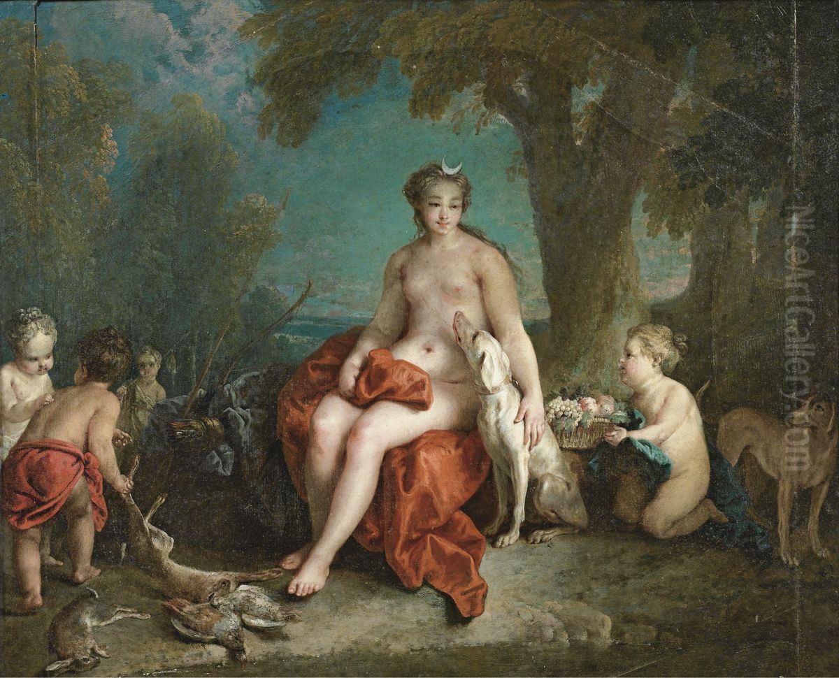 Diana resting Oil Painting by Auger Lucas