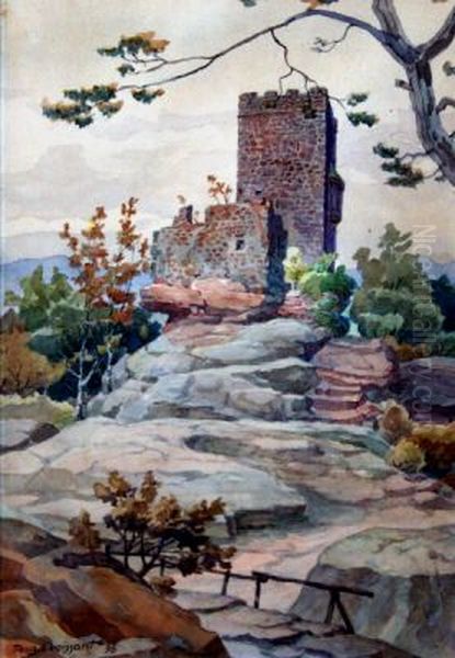 Burg Trifels Oil Painting by August Croissant