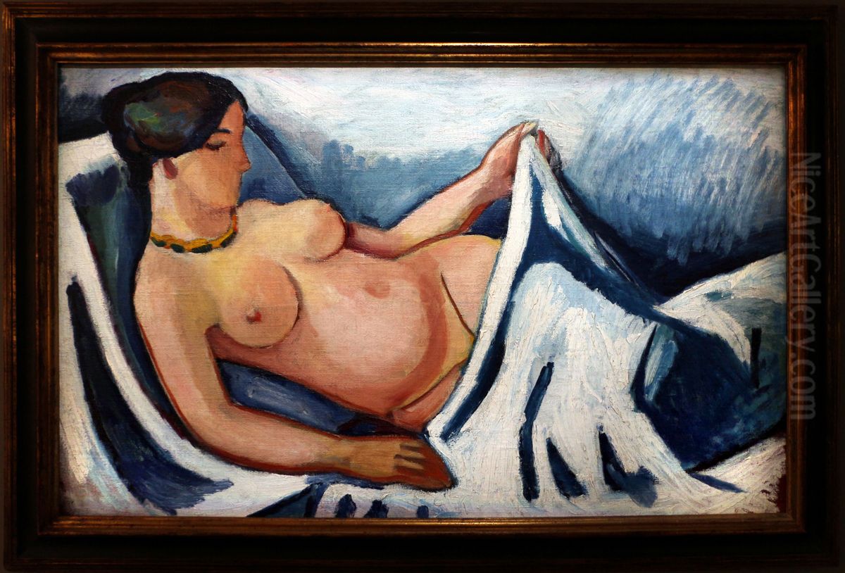 nudo disteso Oil Painting by August Macke