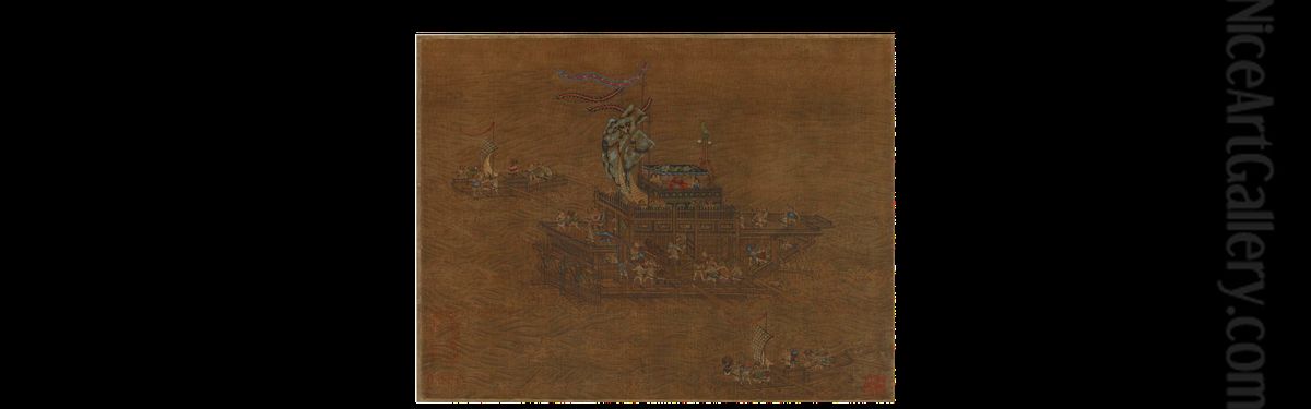 A Royal Barge at Sea Oil Painting by unknown