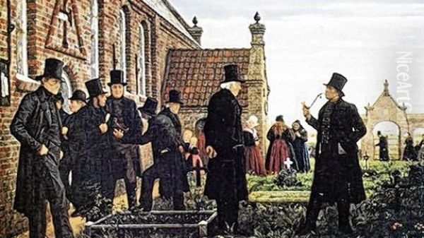 Sunday morning at the church Oil Painting by Carl Ludwig Jessen