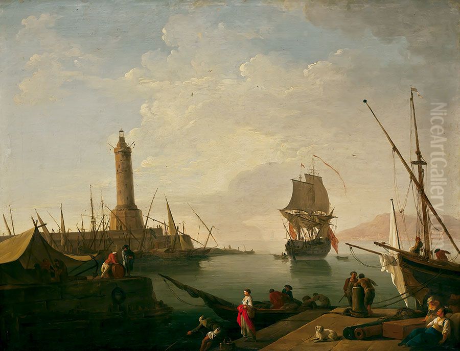 Port Oil Painting by Joseph Vernet
