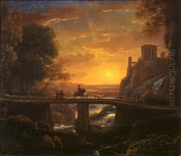Landscape with an Imaginary View of Tivoli Oil Painting by Claude Lorrain (Claude Gellee)