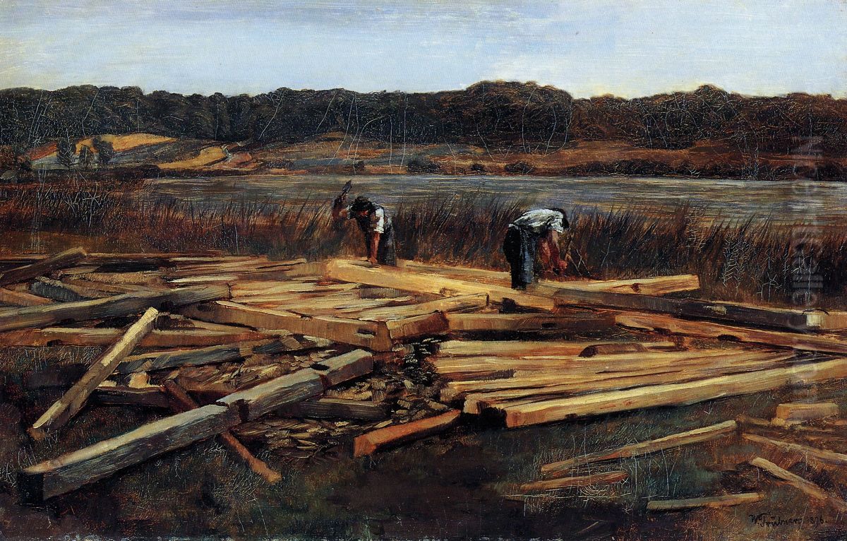 Zimmermannsplatz amWesslinger See Oil Painting by Wilhelm Heinrich Trutbner