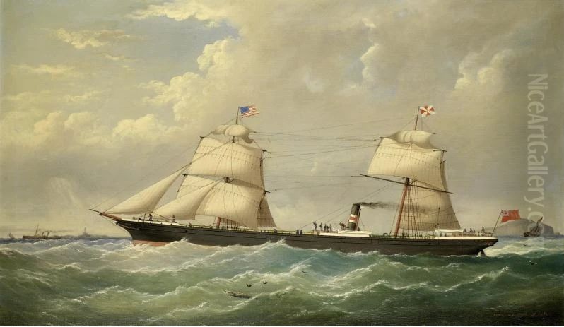 T & J Harrison's auxiliary screw steamerAlicepassing the Skerries, North Wales, homeward bound for Liverpool. Oil Painting by Joseph Semple